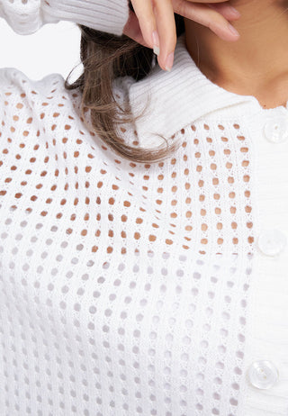 Hole Knit Collar Cardigan