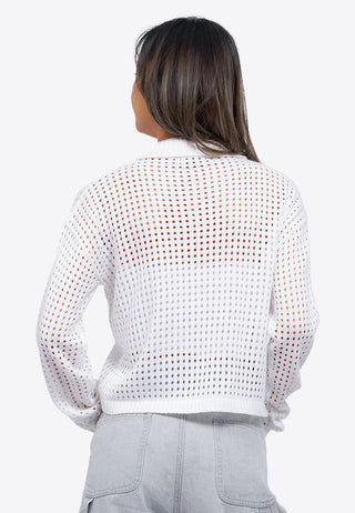 Hole Knit Collar Cardigan