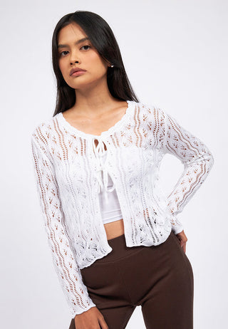 Openwork Long Sleeve Knit Cardigan