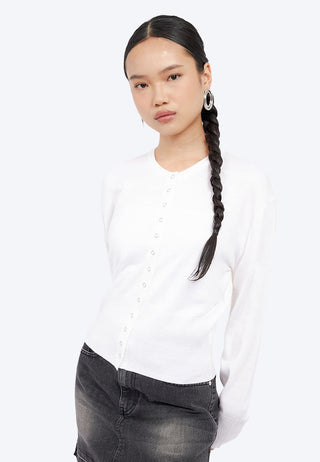 Snap Button Long Sleeve Cardigan