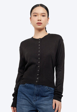 Snap Button Long Sleeve Cardigan