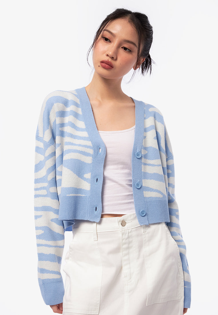 Printed Long Sleeve Cardigan