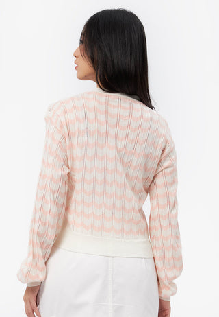 Wave Printed Long Sleeve Cardigan