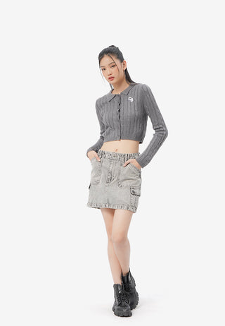 Cable Knit Button Up Top