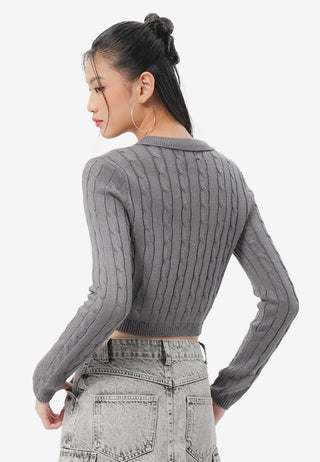 Cable Knit Button Up Top