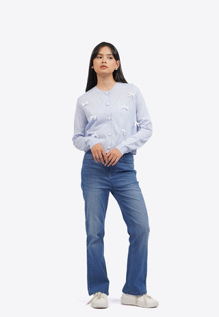 Long Sleeve Cardigan with Ribbon Details