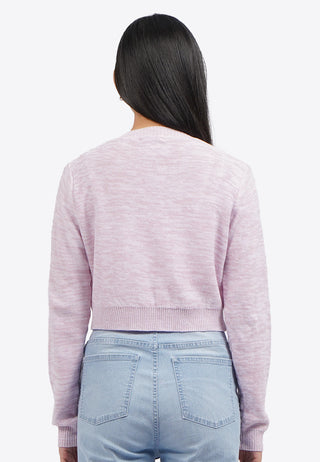 Button Up Long Sleeve Crop Cardigan
