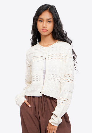 Round Neck Long Sleeve Cardigan