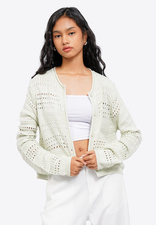 Round Neck Long Sleeve Cardigan