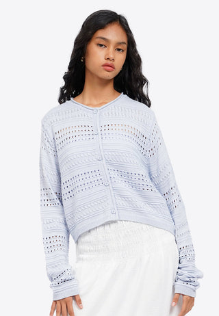 Round Neck Long Sleeve Cardigan