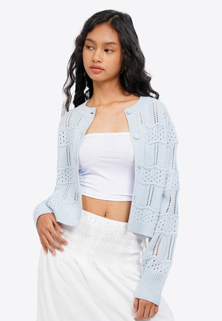 Round Neck Textured Cardigan