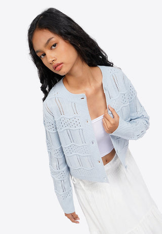 Round Neck Textured Cardigan