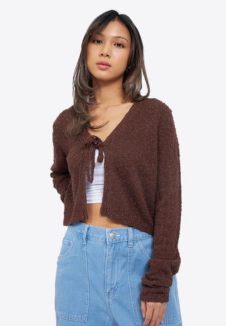 Tied Front Popcorn Cardigan