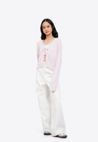 Tied Front Popcorn Cardigan