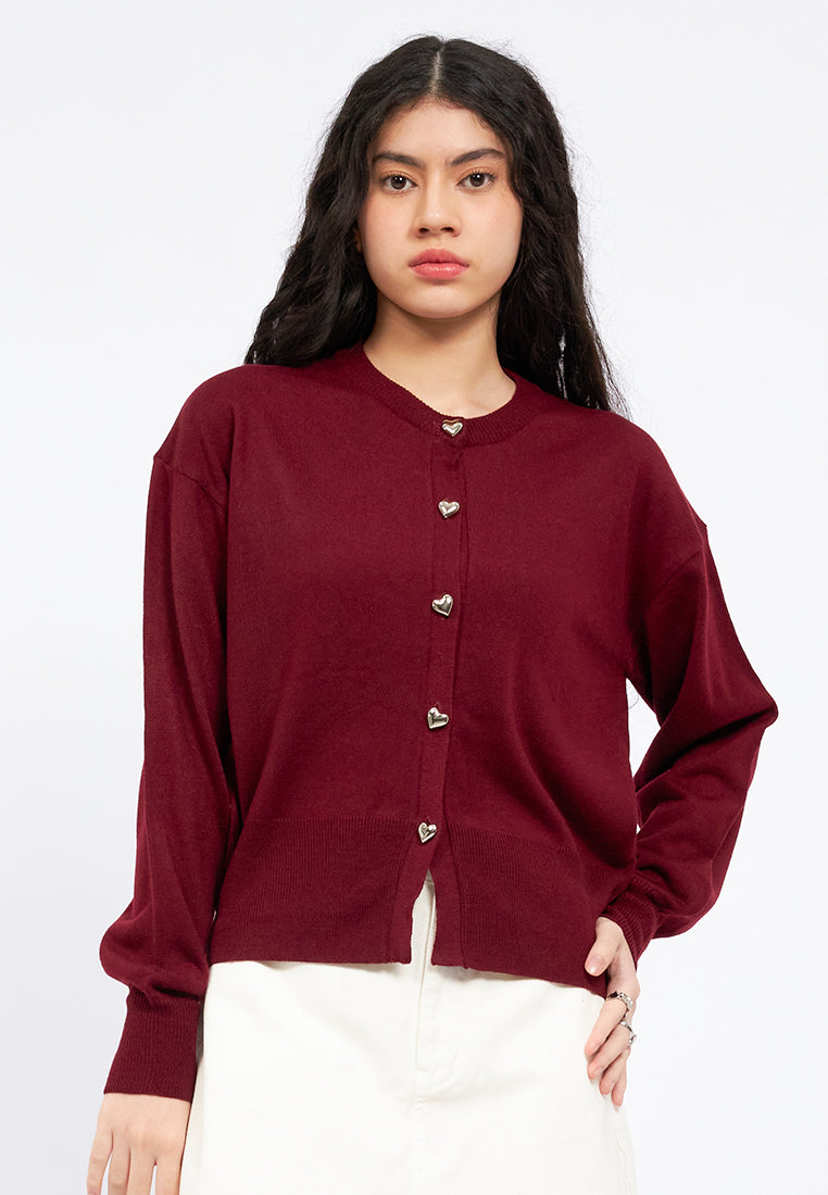 Color Box Cardigan Heart Button Long Sleeve Cardigan – COLORBOX - Indonesia