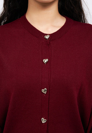 Heart Button Long Sleeve Cardigan