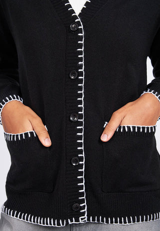 Loose Cardigan with Stitch Details