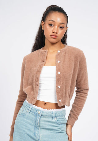 Long Sleeve Fur Cardigan