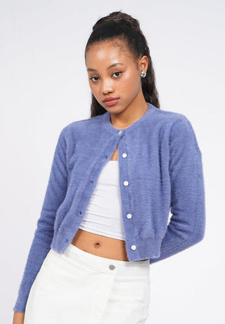 Long Sleeve Fur Cardigan