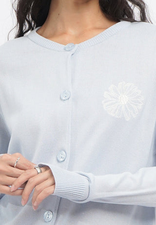 Embroidered Long Sleeve Knit Cardigan