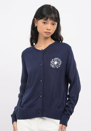 Embroidered Long Sleeve Knit Cardigan