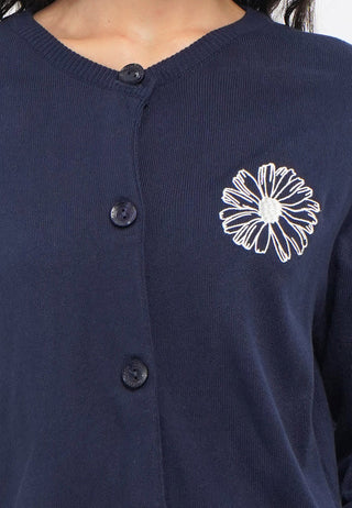 Embroidered Long Sleeve Knit Cardigan