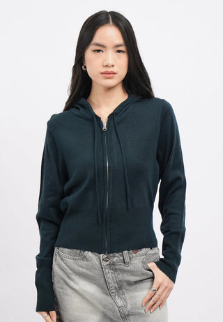 Zipped Up Hoodie Knit Jacket