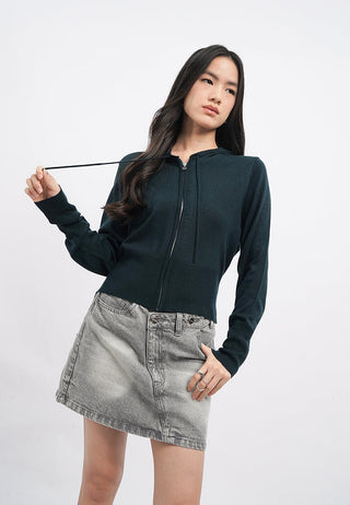 Zipped Up Hoodie Knit Jacket