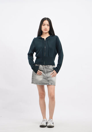 Zipped Up Hoodie Knit Jacket