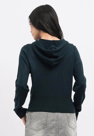 Zipped Up Hoodie Knit Jacket