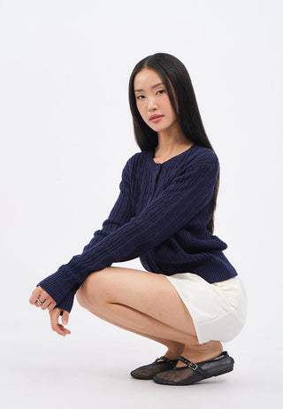 Long Sleeve Cable Knit Cardigan