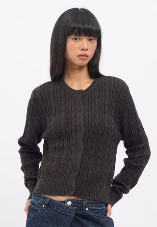 Long Sleeve Cable Knit Cardigan
