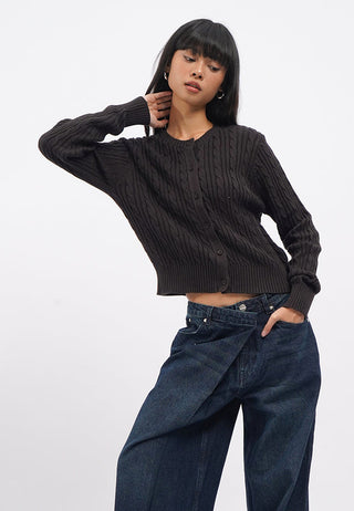 Long Sleeve Cable Knit Cardigan