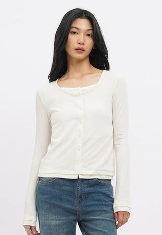 Double Layer Long Sleeve Knit Top