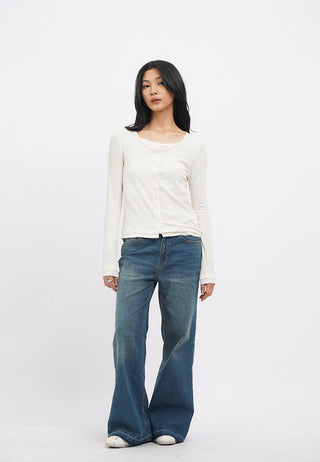 Double Layer Long Sleeve Knit Top