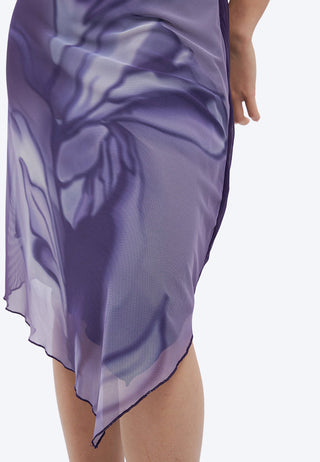 Asymmetric Tulle Midi Dress