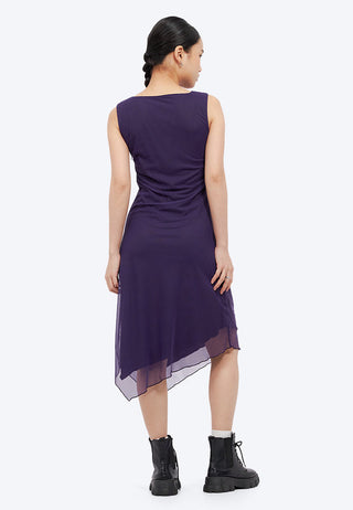 Asymmetric Tulle Midi Dress