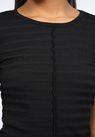 Textured Round Neck Midi Dress