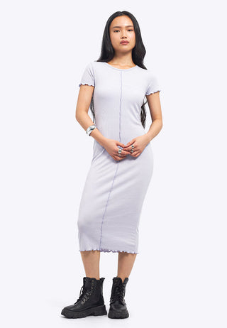 Short Sleeve Overlock Midi Dress