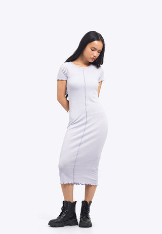 Short Sleeve Overlock Midi Dress