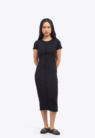 Short Sleeve Overlock Midi Dress