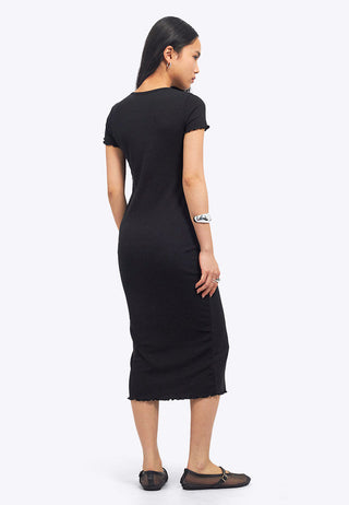 Short Sleeve Overlock Midi Dress