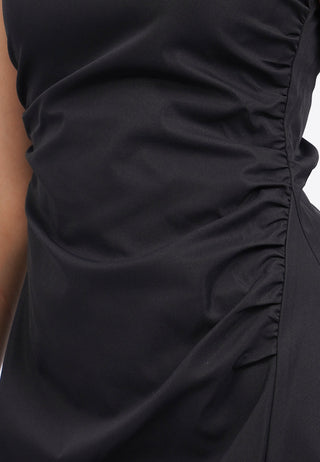 Asymmetrical Gathered Midi Dress