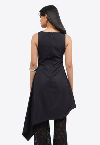 Asymmetrical Gathered Midi Dress