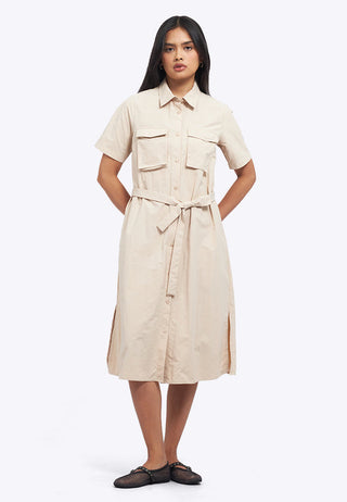 Double Pocket Midi Shirt Dress