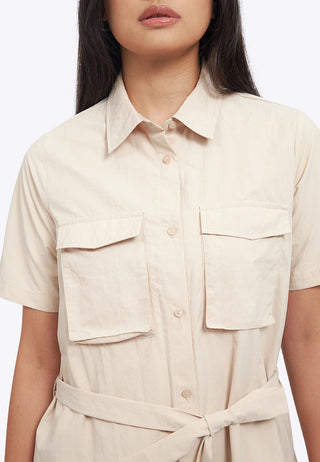 Double Pocket Midi Shirt Dress