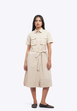 Double Pocket Midi Shirt Dress