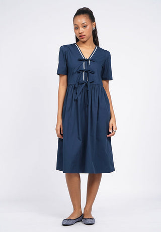 Front Tie V-Neck Midi Dress
