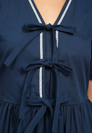 Front Tie V-Neck Midi Dress