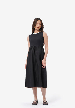 Contrast Sleeveless Midi Dress